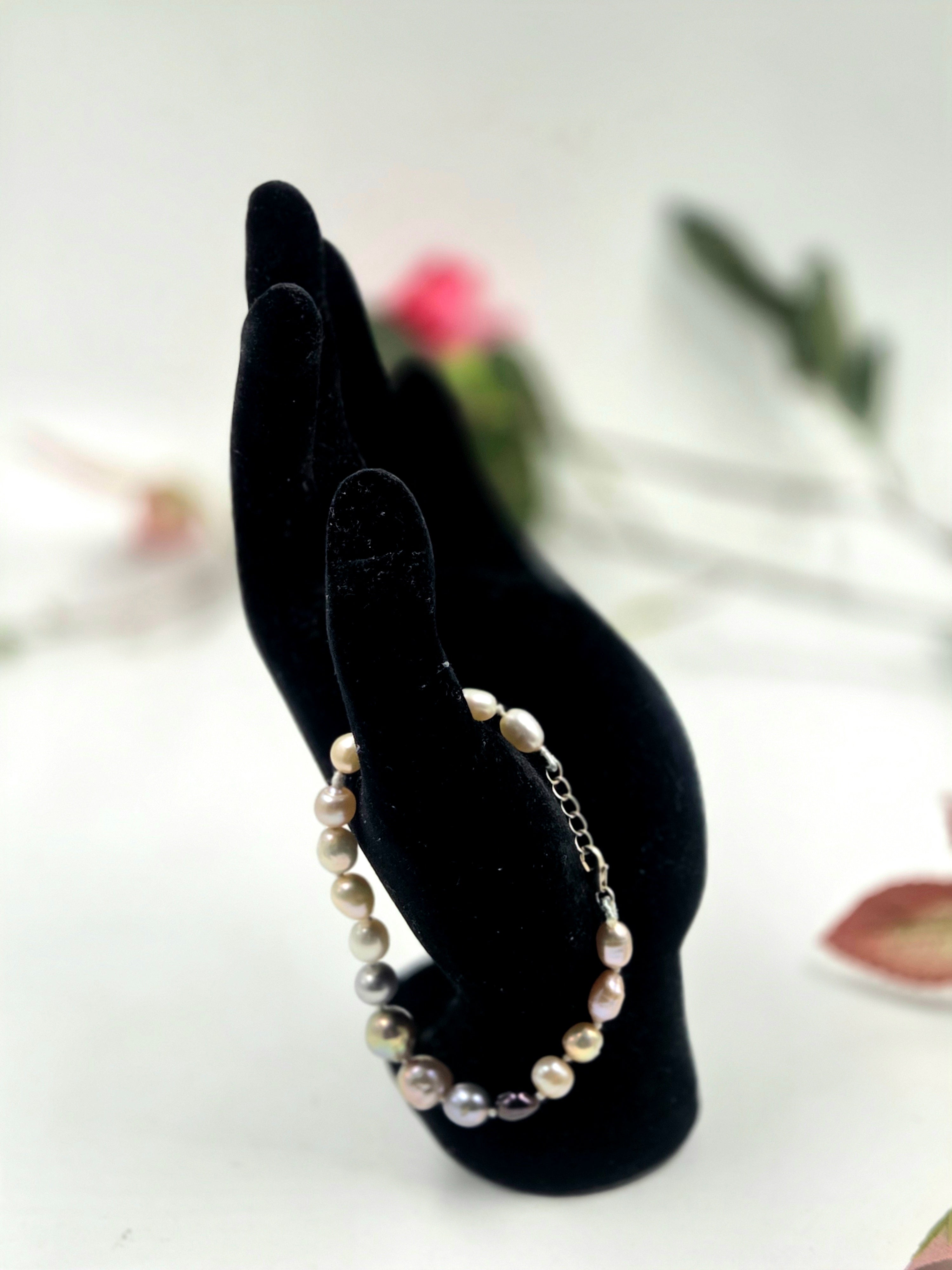 Multi-Color Freshwater Pearl Necklace Set with Studs & Bracelet in Sterling Silver