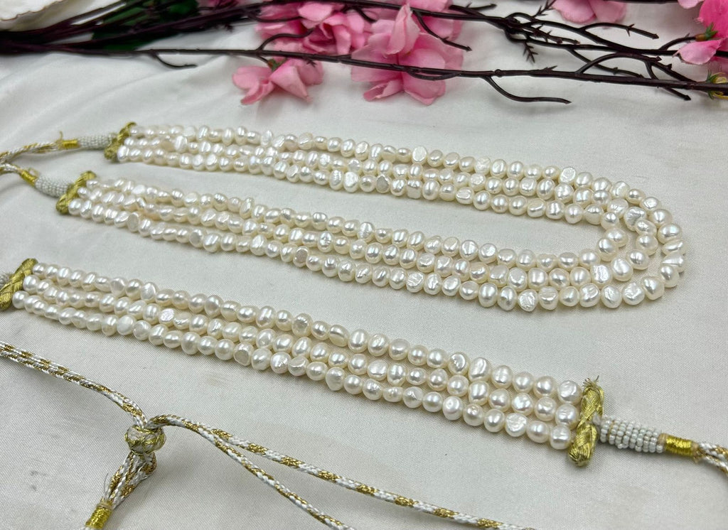 Freshwater Pearl Triple Line Necklace & Choker Set with Sarafa