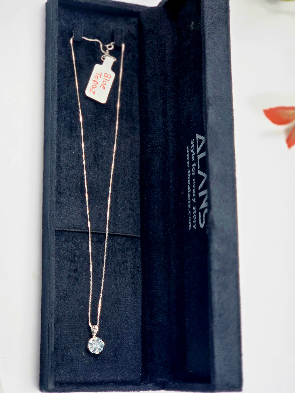 Blue Topaz Necklace in Sterling Silver