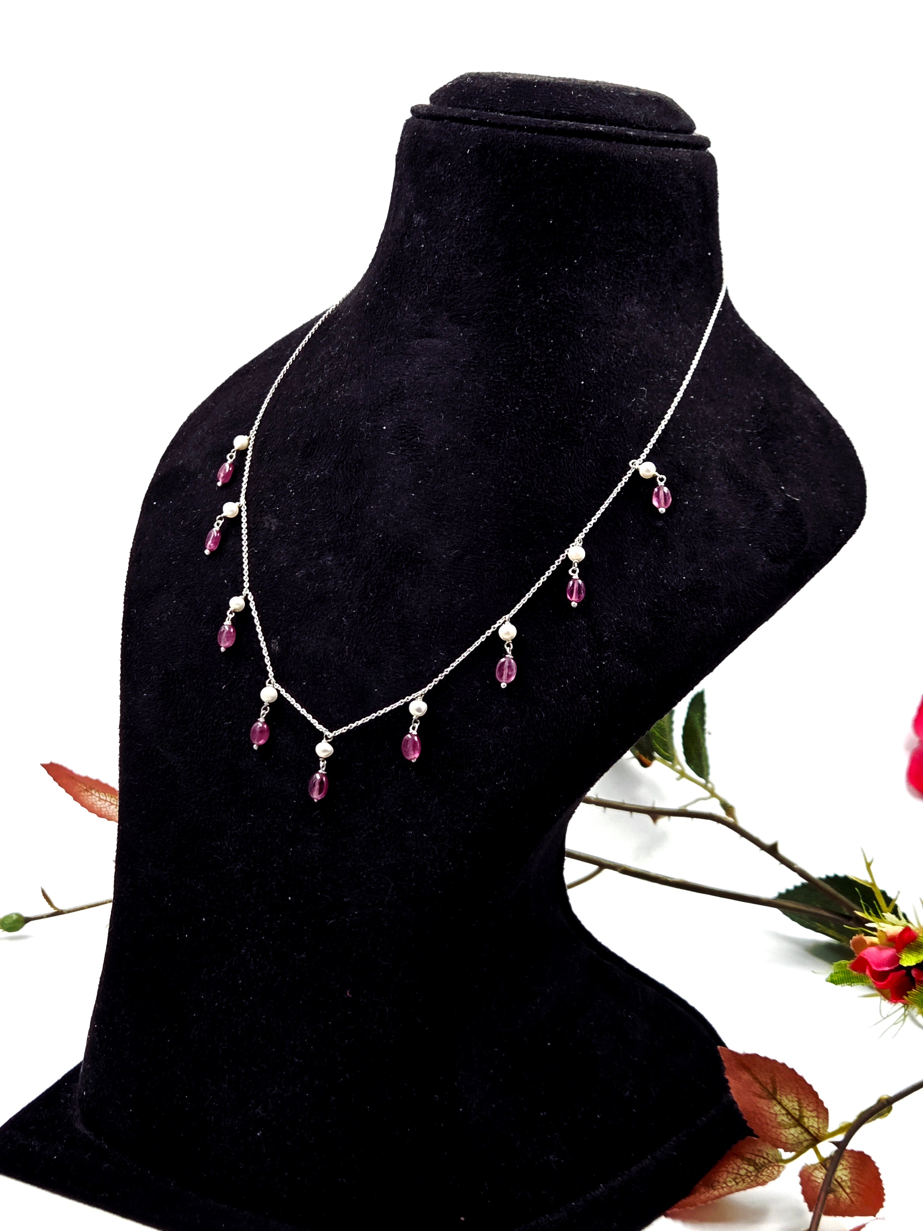 GF Ruby Solitaire Necklace in Sterling Silver