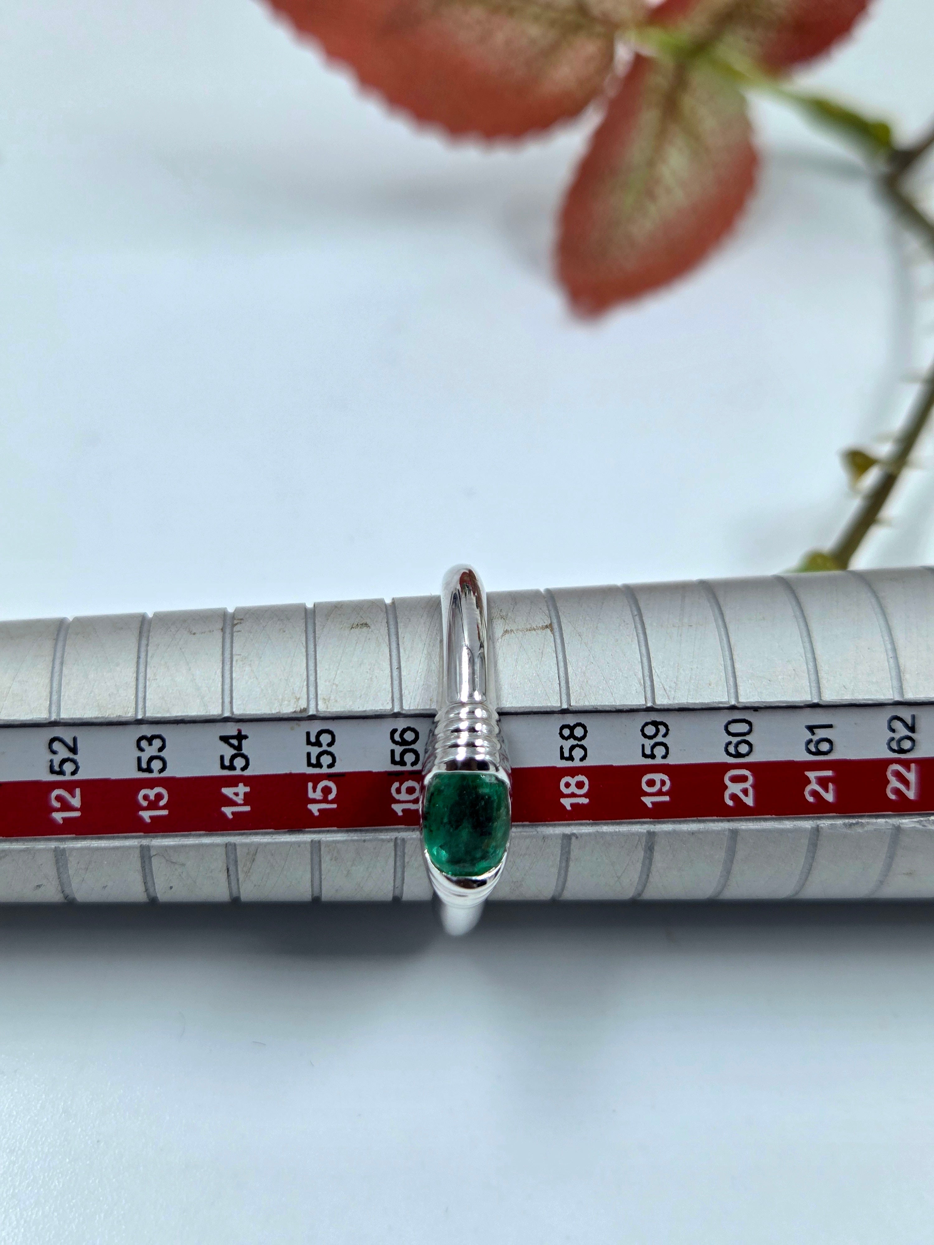 Natural Emerald Ring – Sterling Silver, Oval Shape