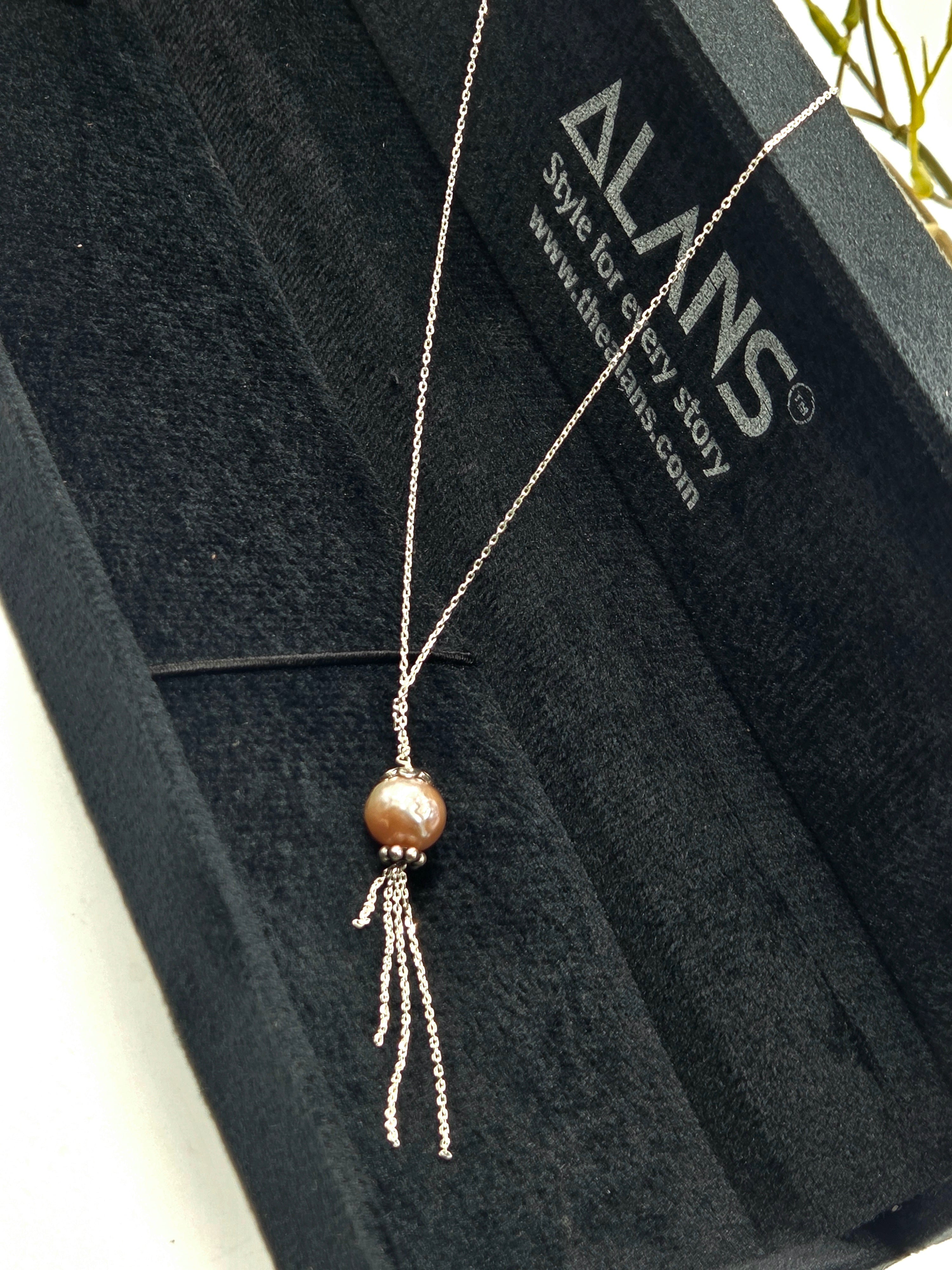 Blush Freshwater Pearl Drop Necklace in Sterling Silver