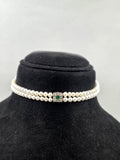 Lab-Grown Diamond & Natural Emerald Freshwater Pearl Choker Set with Earrings in Sterling Silver