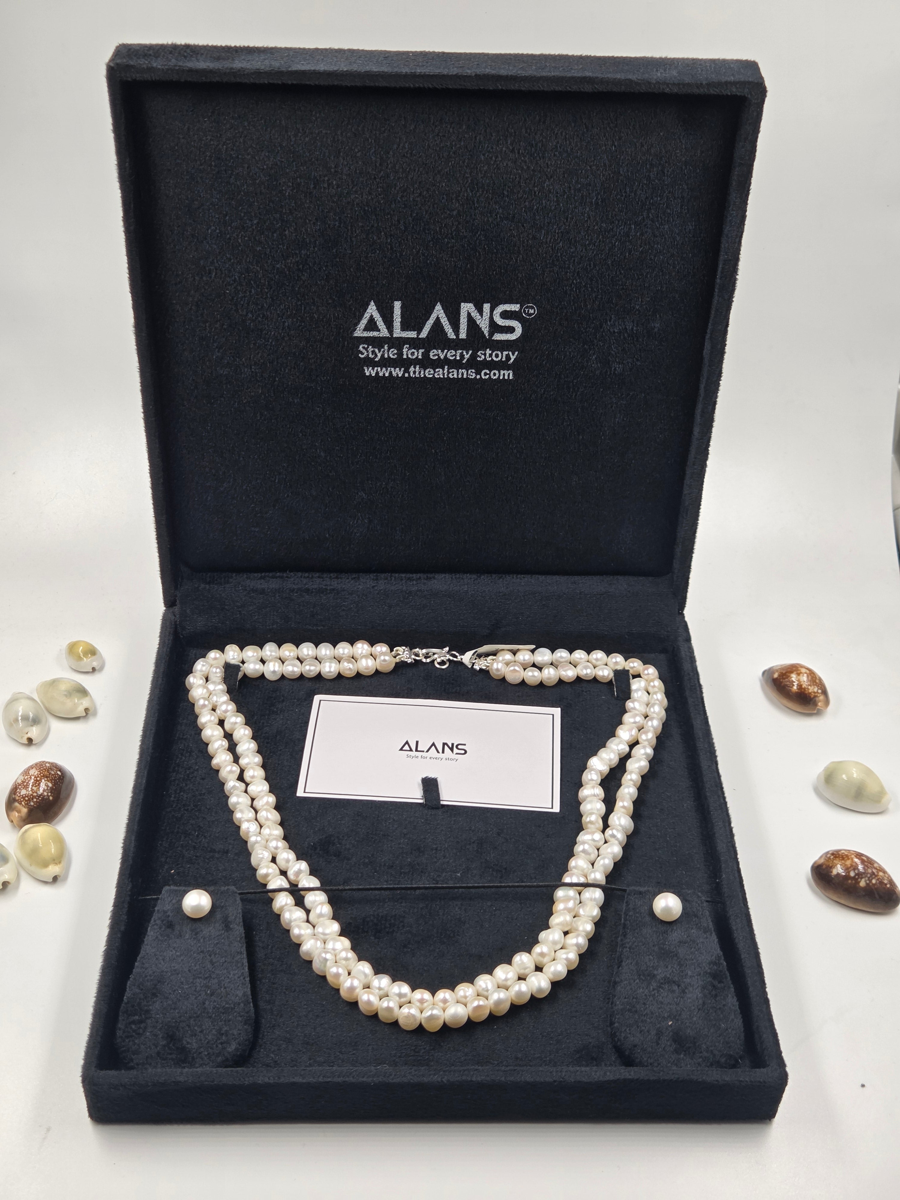 Freshwater Pearl Necklace Set (Dual Line)