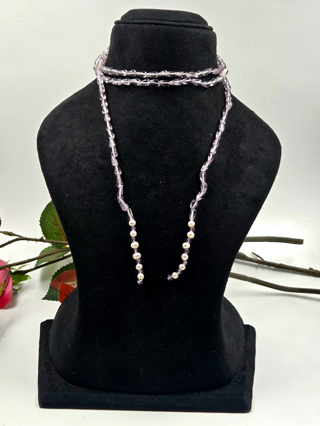 6-Strand Amethyst Scarf Necklace with Freshwater Pearls