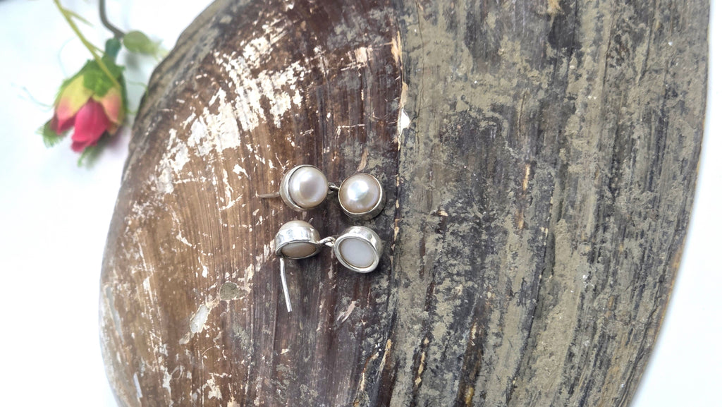 Freshwater Dual Pearl Earrings in 92.5 Sterling Silver