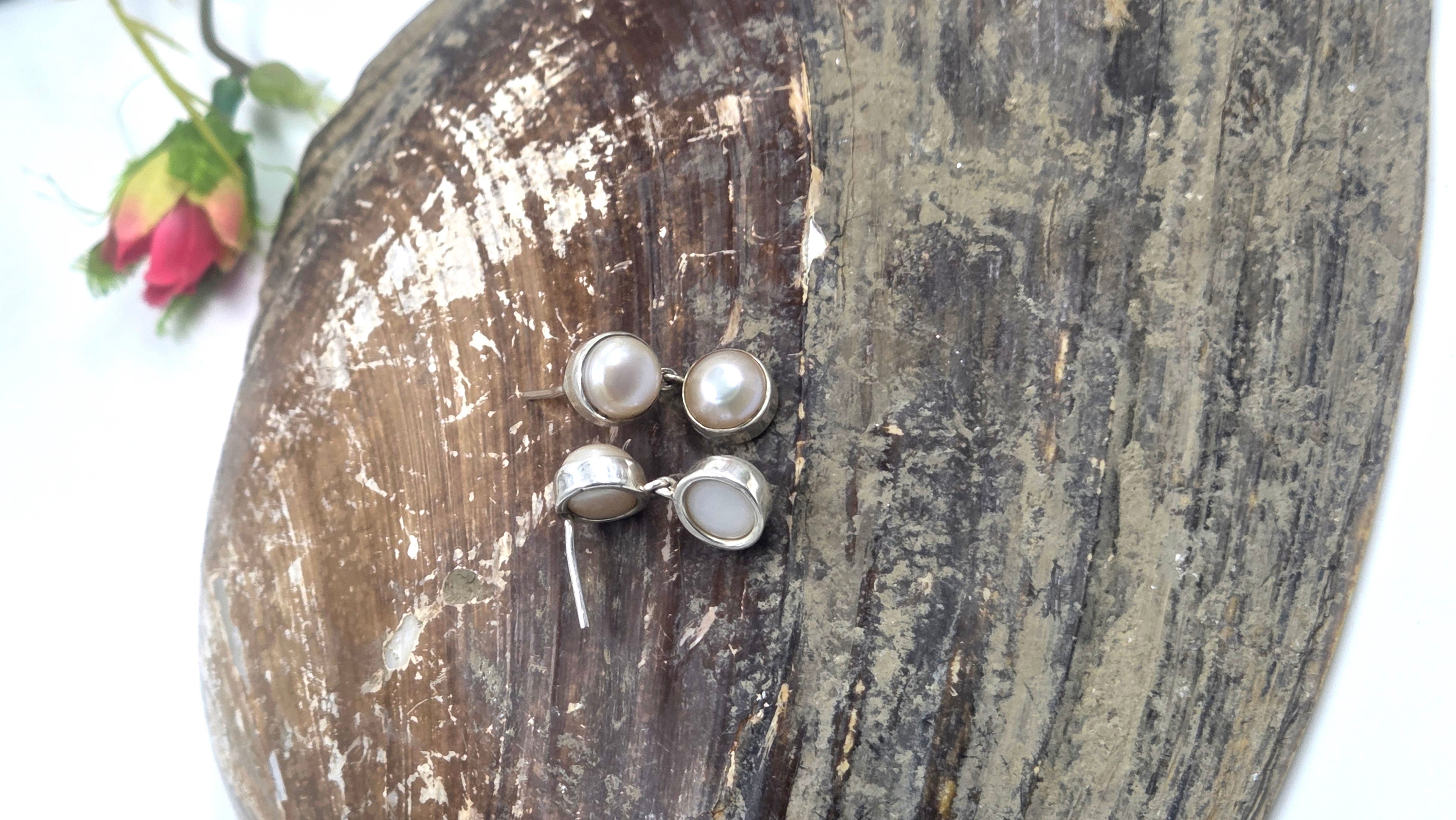 Freshwater Dual Pearl Earrings in 92.5 Sterling Silver