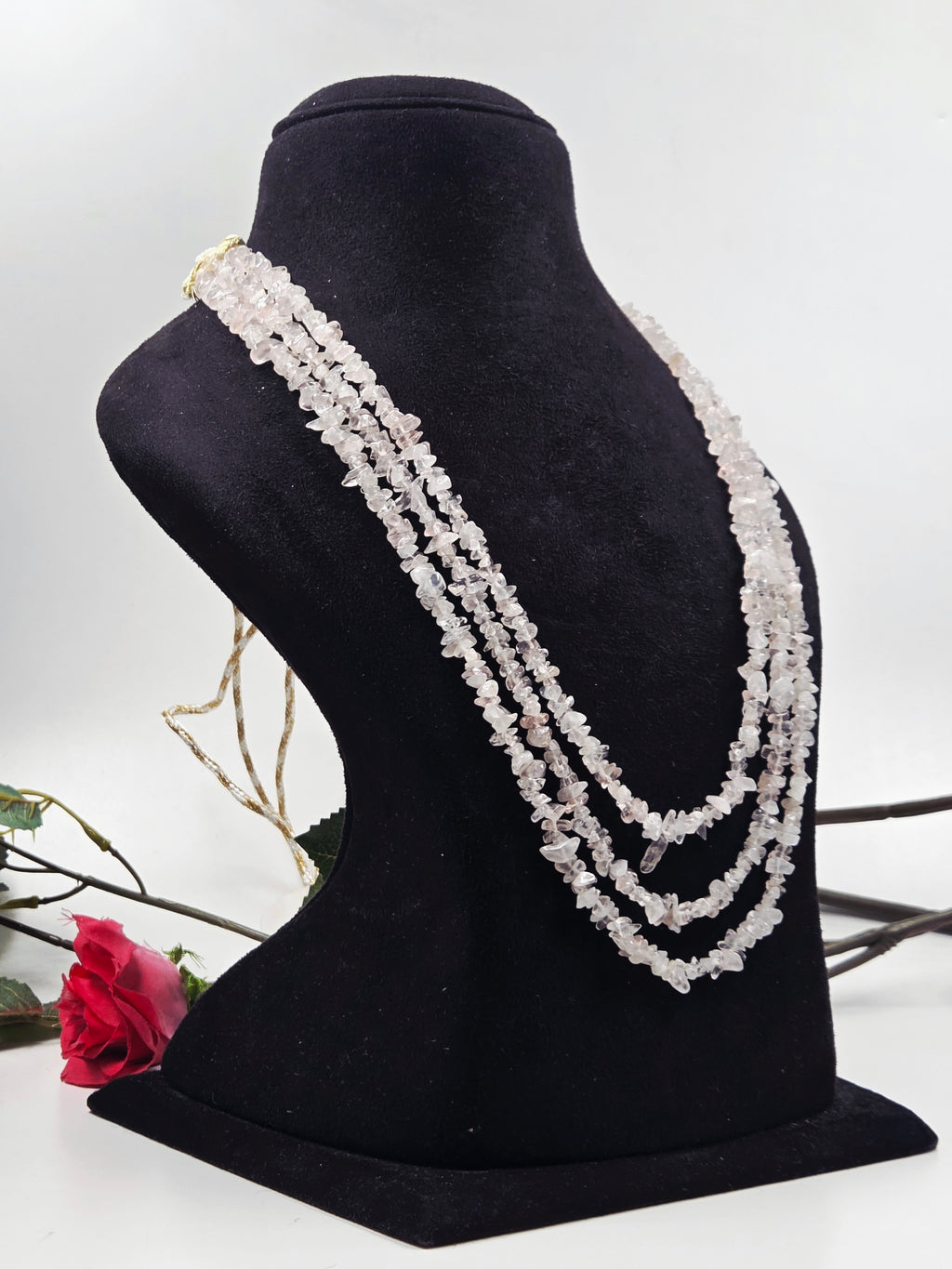 3-Line Rose Quartz Necklace – Sarafa Style