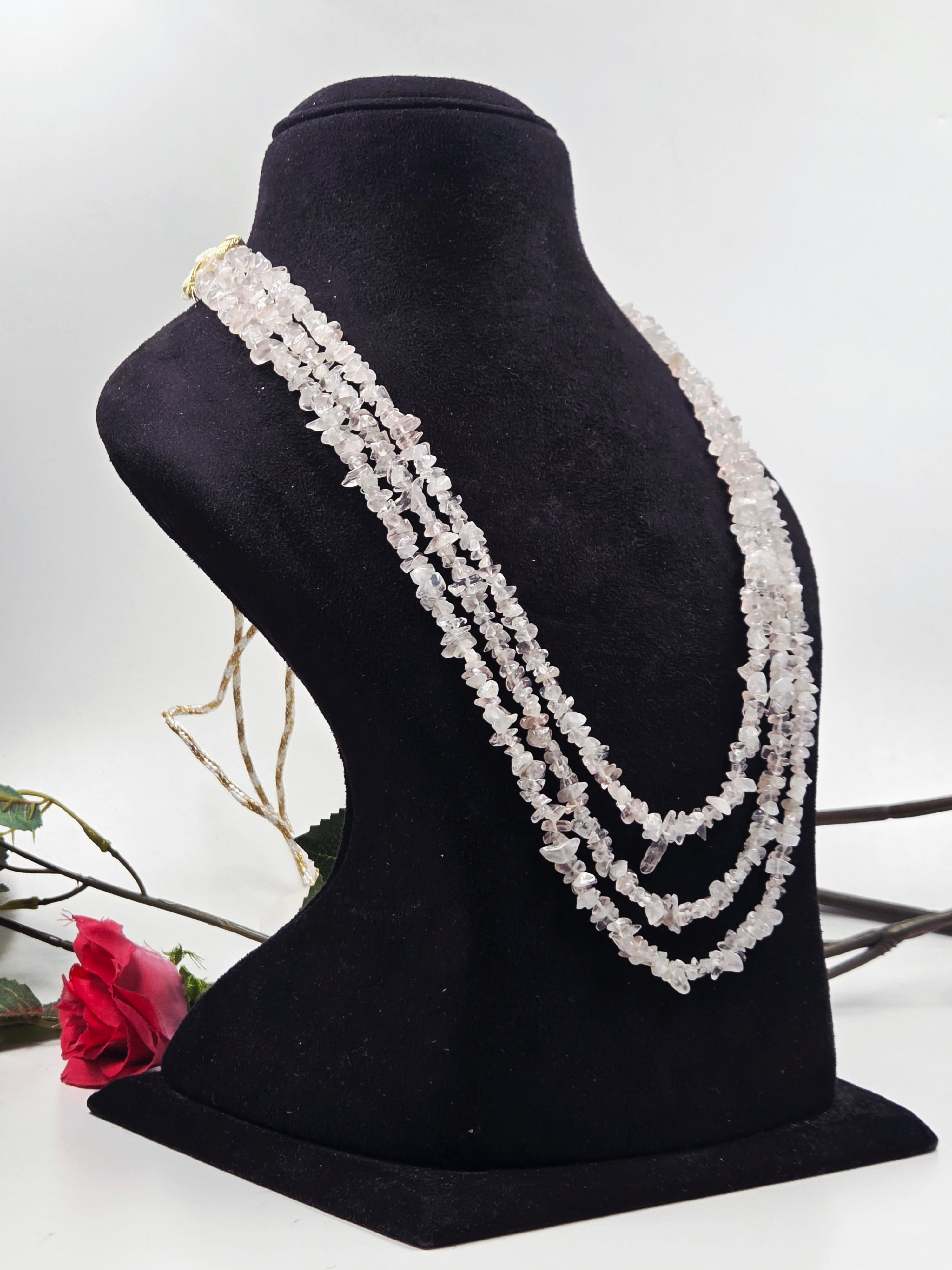 3-Line Rose Quartz Necklace – Sarafa Style