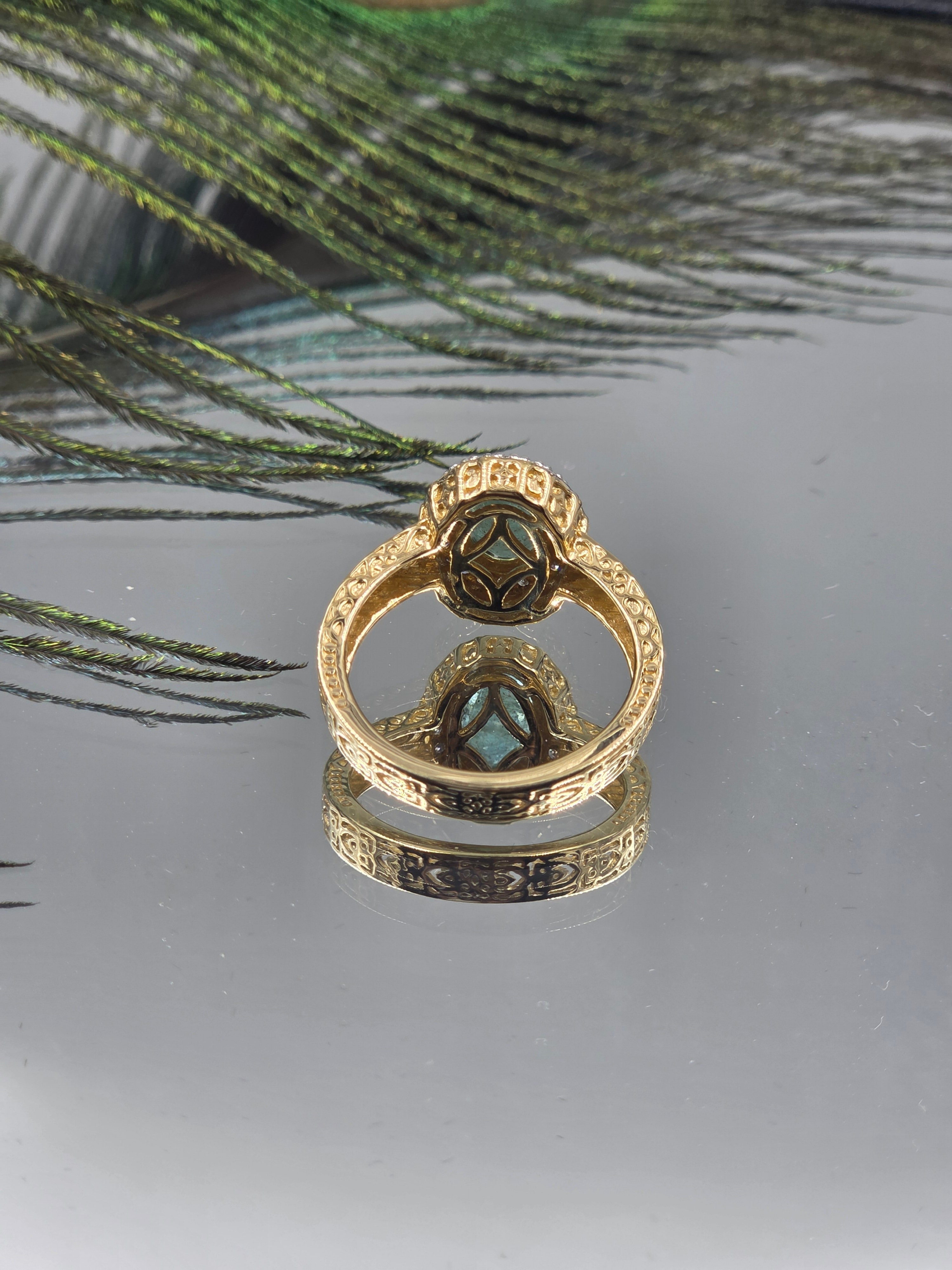 Victorian-Inspired Sterling Silver Ring with Lab-Grown Diamonds (Golden Finish)