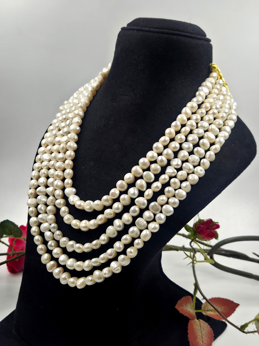 5-Line High-Quality Freshwater Pearl Necklace – Sarafa Style
