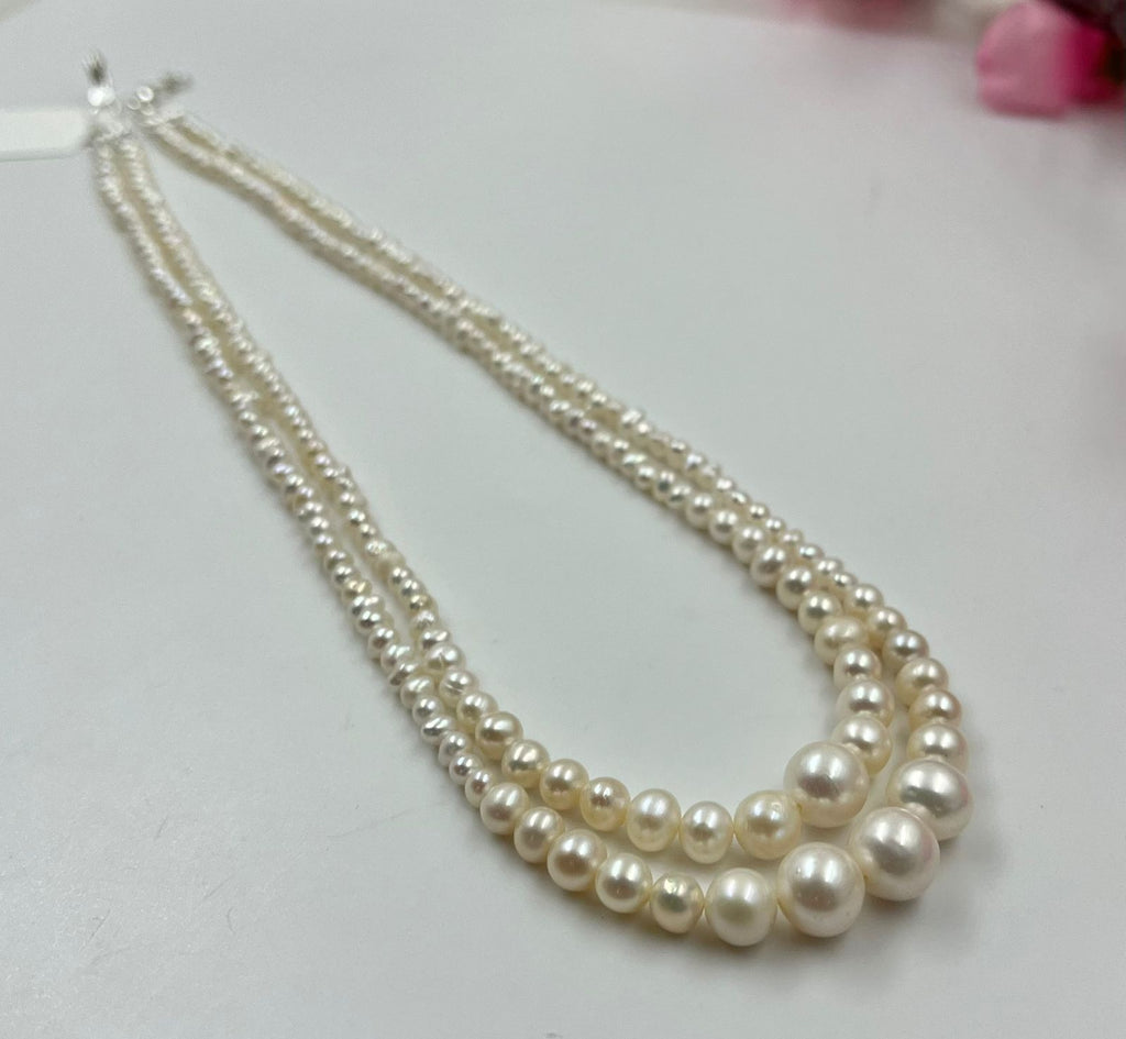 Graduated Glow Pearl Necklace - Sterling Silver Lock