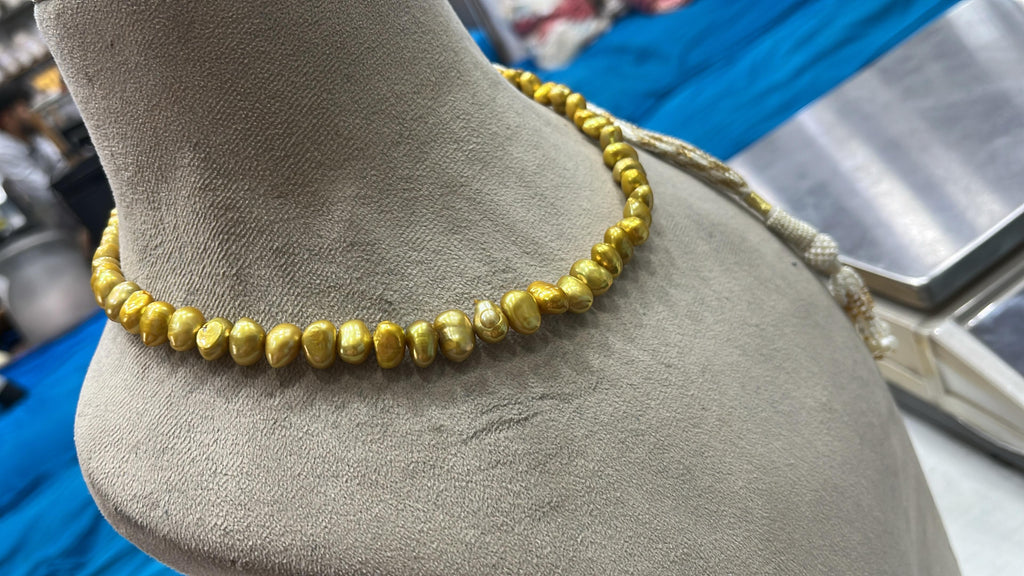 Freshwater Pearl Necklace in Golden Metallic Finish