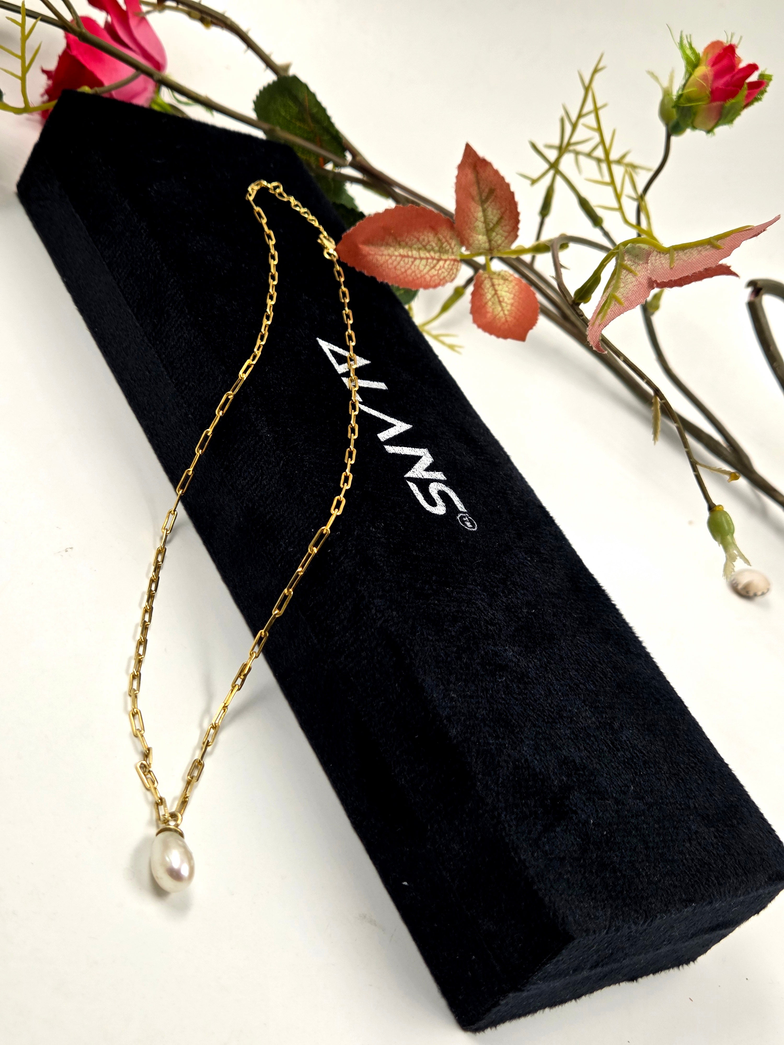 Pearl Drop Chain – Freshwater Pearl Necklace in Sterling Silver