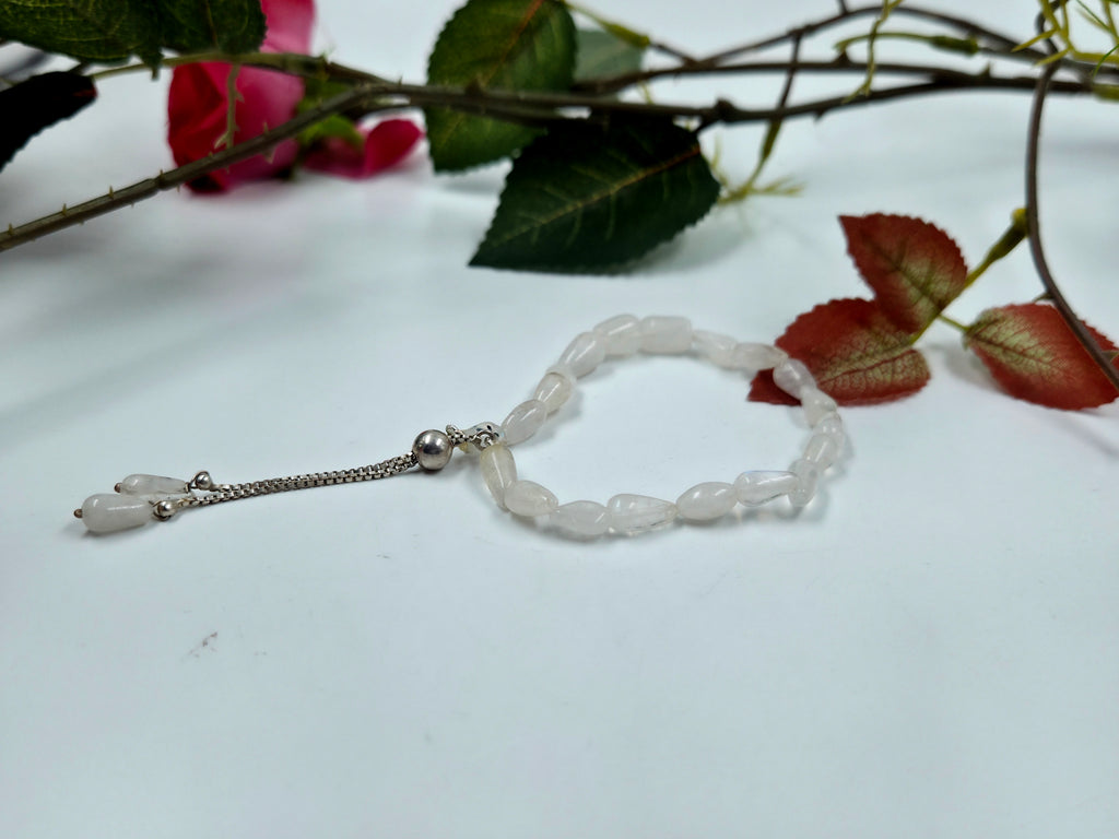 White Rainbow Stone Bracelet in Sterling Silver