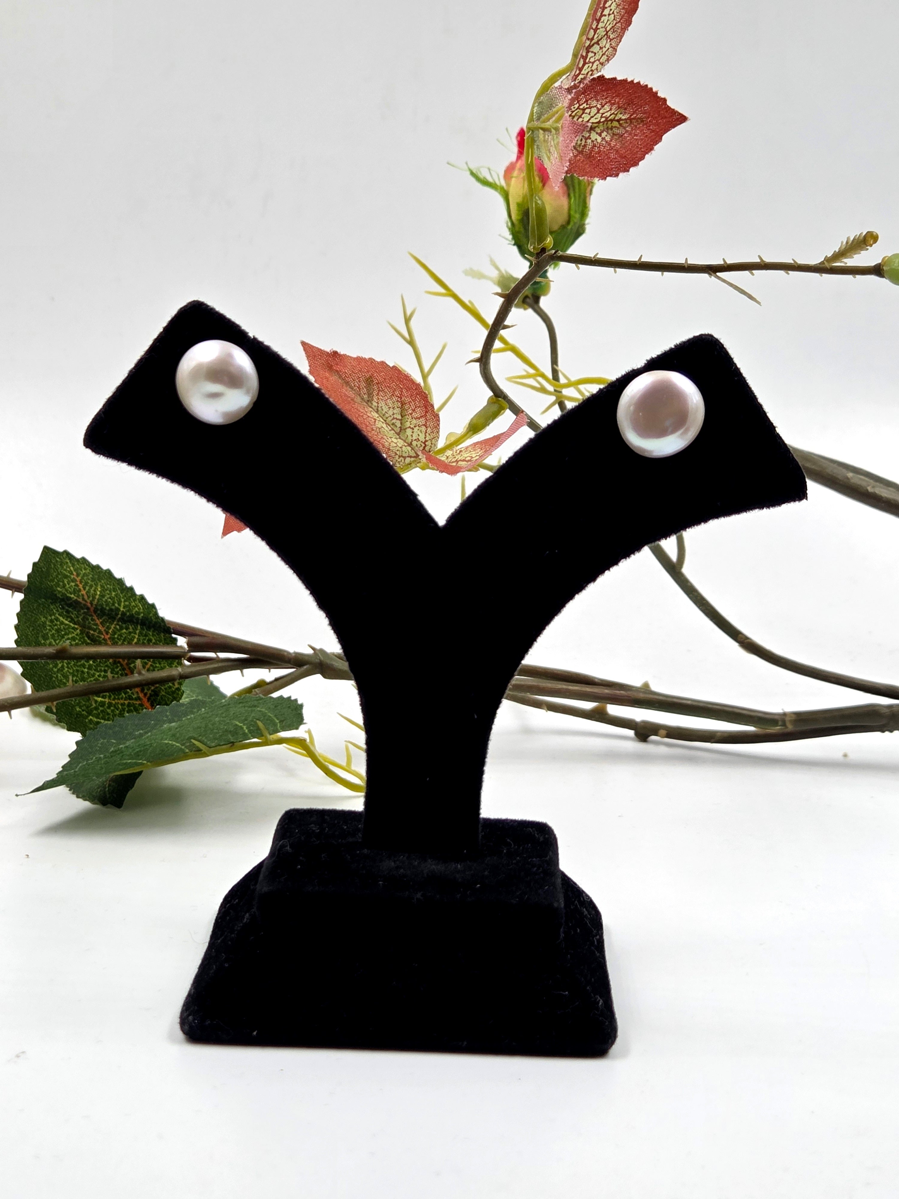 Coin Glow Freshwater Pearl Sterling Silver Studs