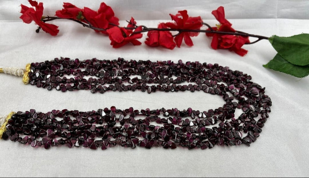 Real Garnet 5-Line Necklace – Sarafa Style