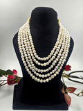 5-Line High-Quality Freshwater Pearl Necklace – Sarafa Style