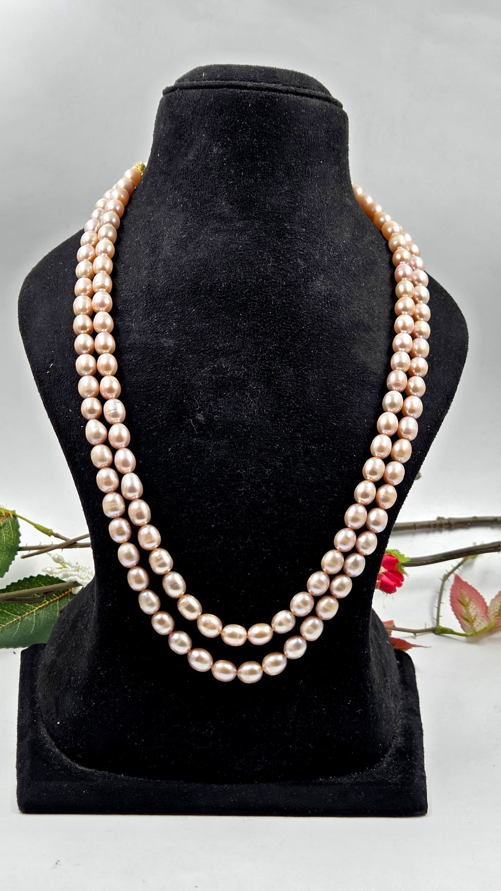 Natural Pink Freshwater Pearl Dual-Line Sarafa Necklace
