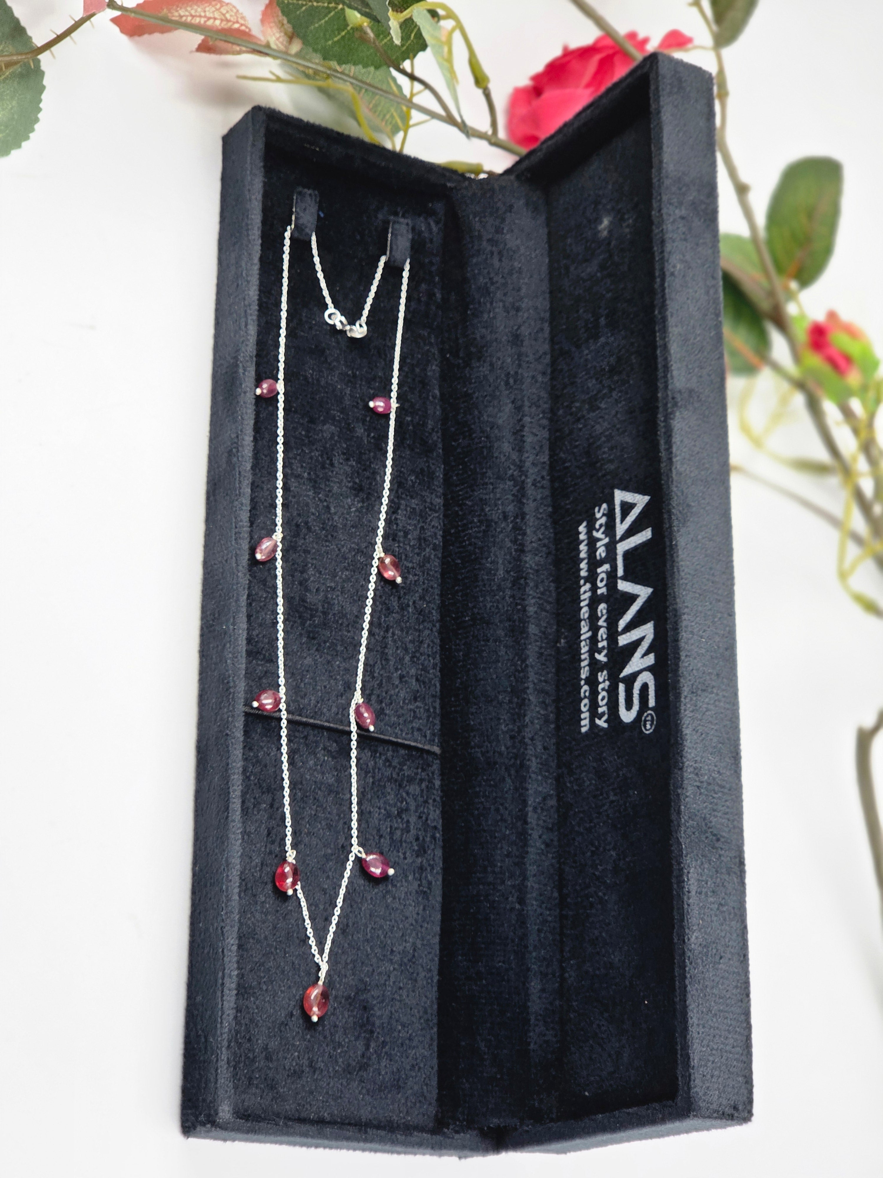 GF Ruby Drop Necklace in Sterling Silver