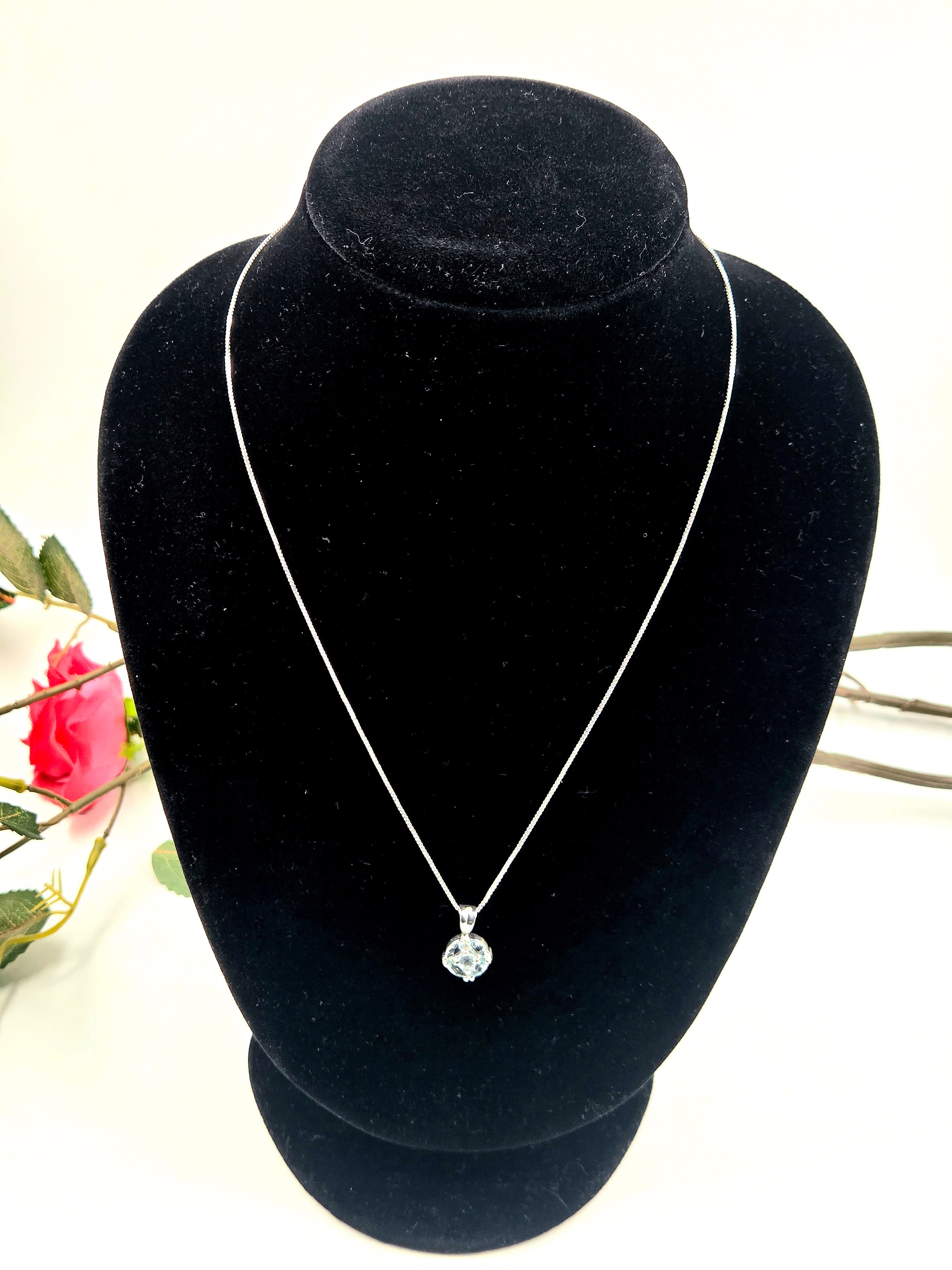 Blue Topaz Necklace in Sterling Silver