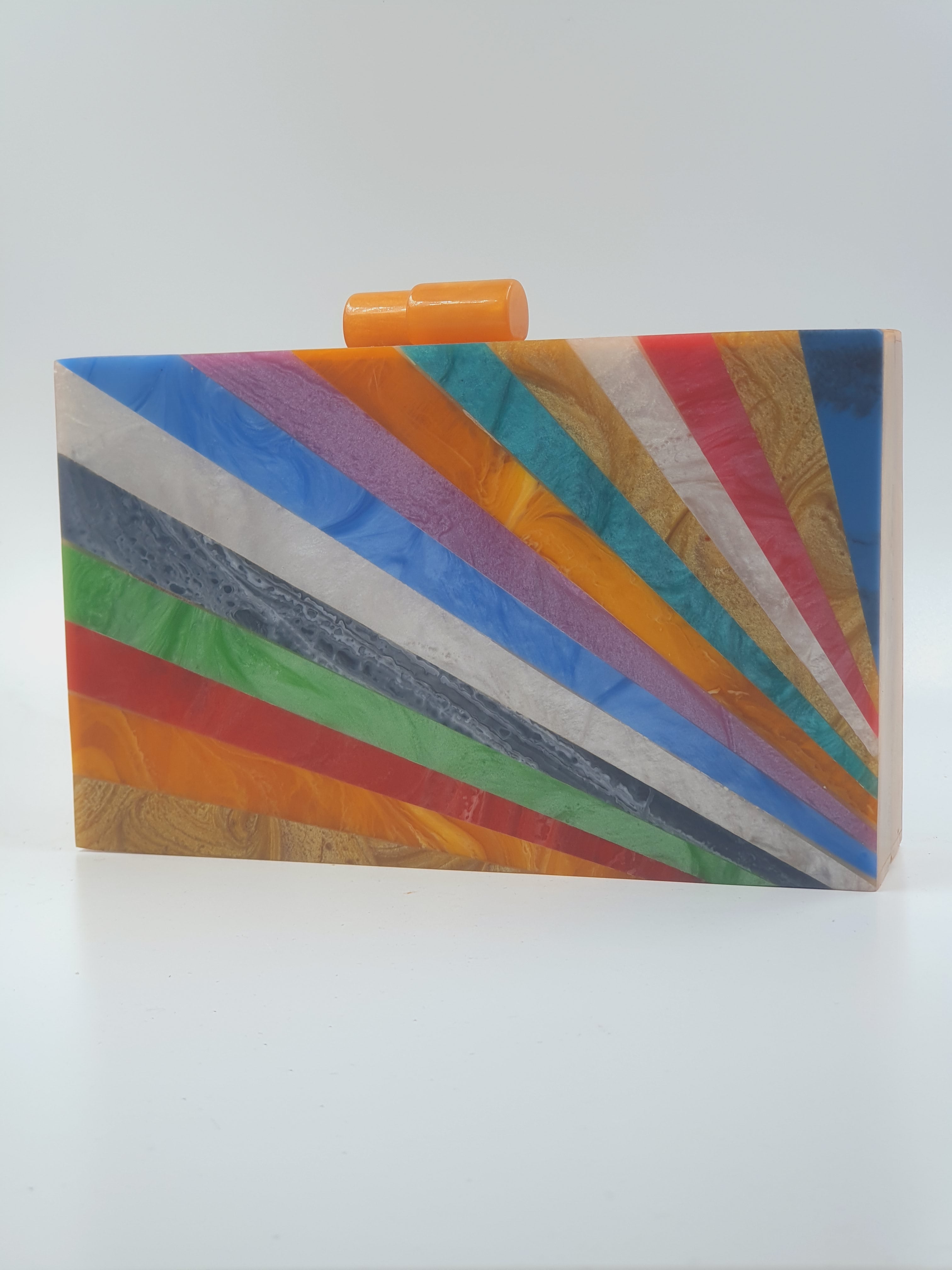 Resin Chip Wooden Clutch