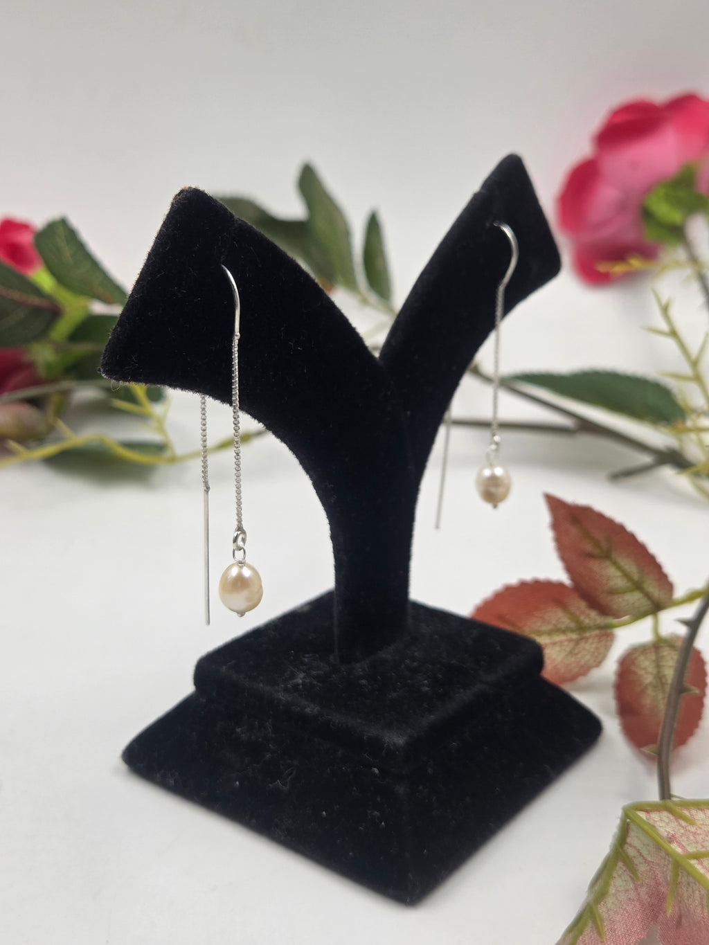 Freshwater Pearl Threader Earrings in Sterling Silver