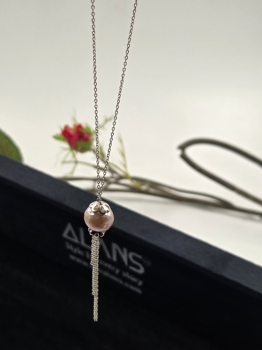 Blush Freshwater Pearl Drop Necklace in Sterling Silver