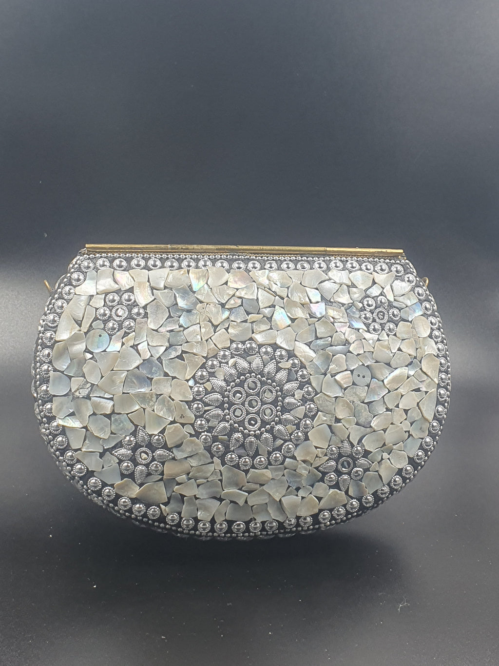 Sea Shell Mosaic Metal Clutch