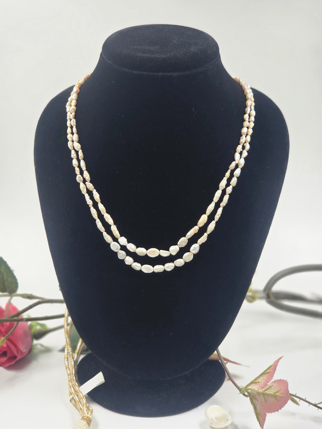 Dual Line Freshwater Pearl Necklace – Creamy Sarafa Edition