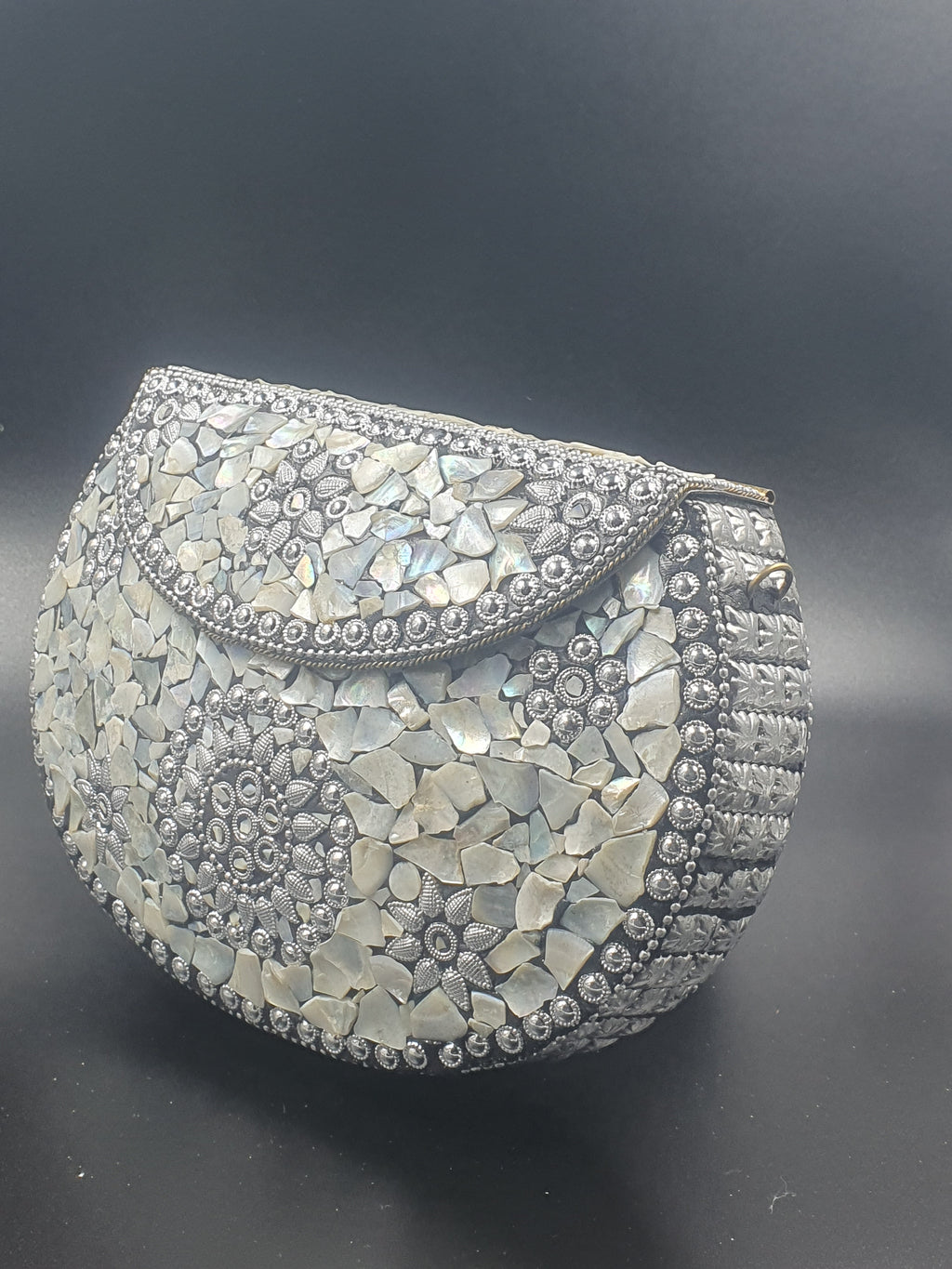 Sea Shell Mosaic Metal Clutch