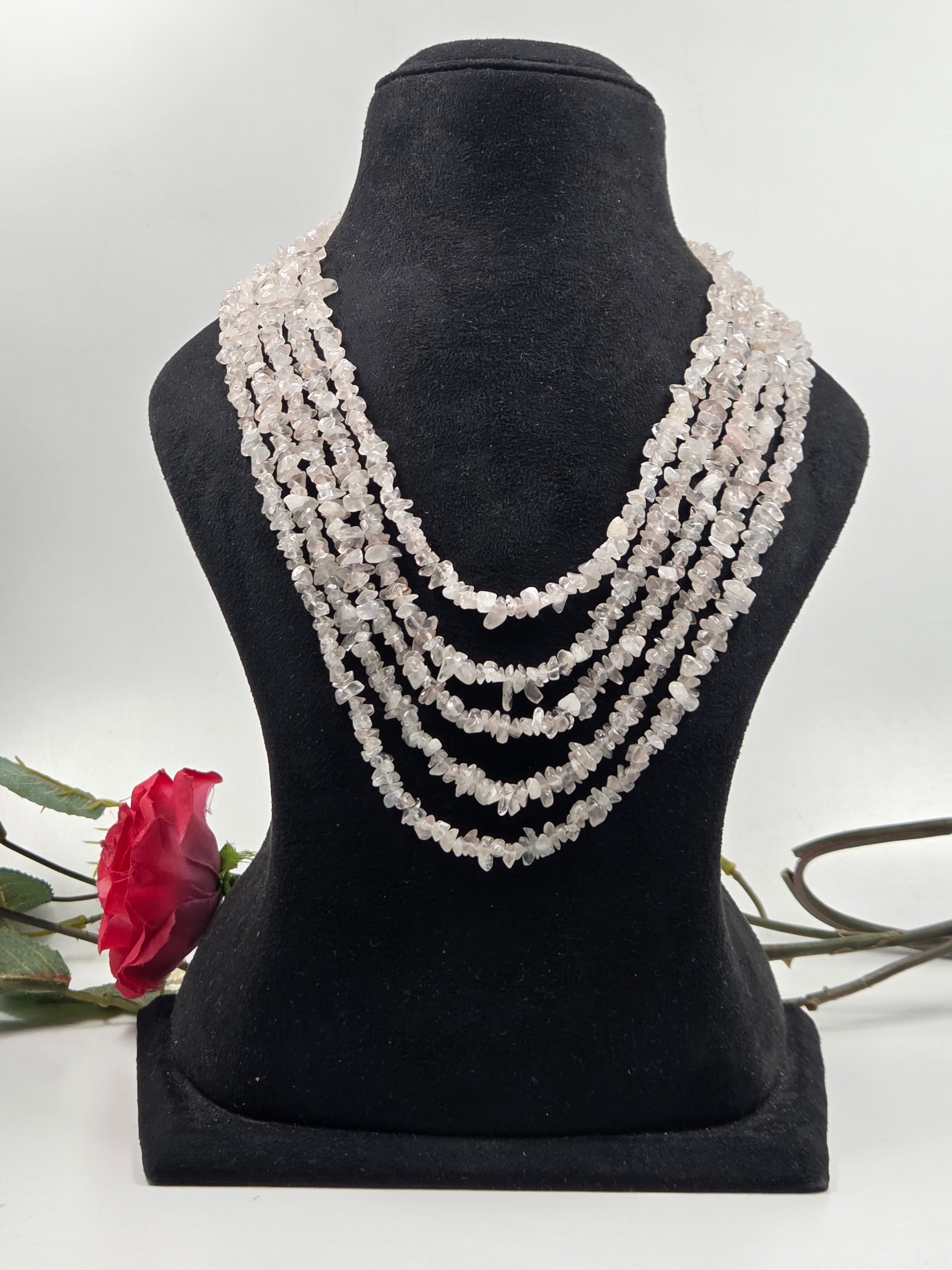 5-Line Rose Quartz Necklace – Sarafa Style