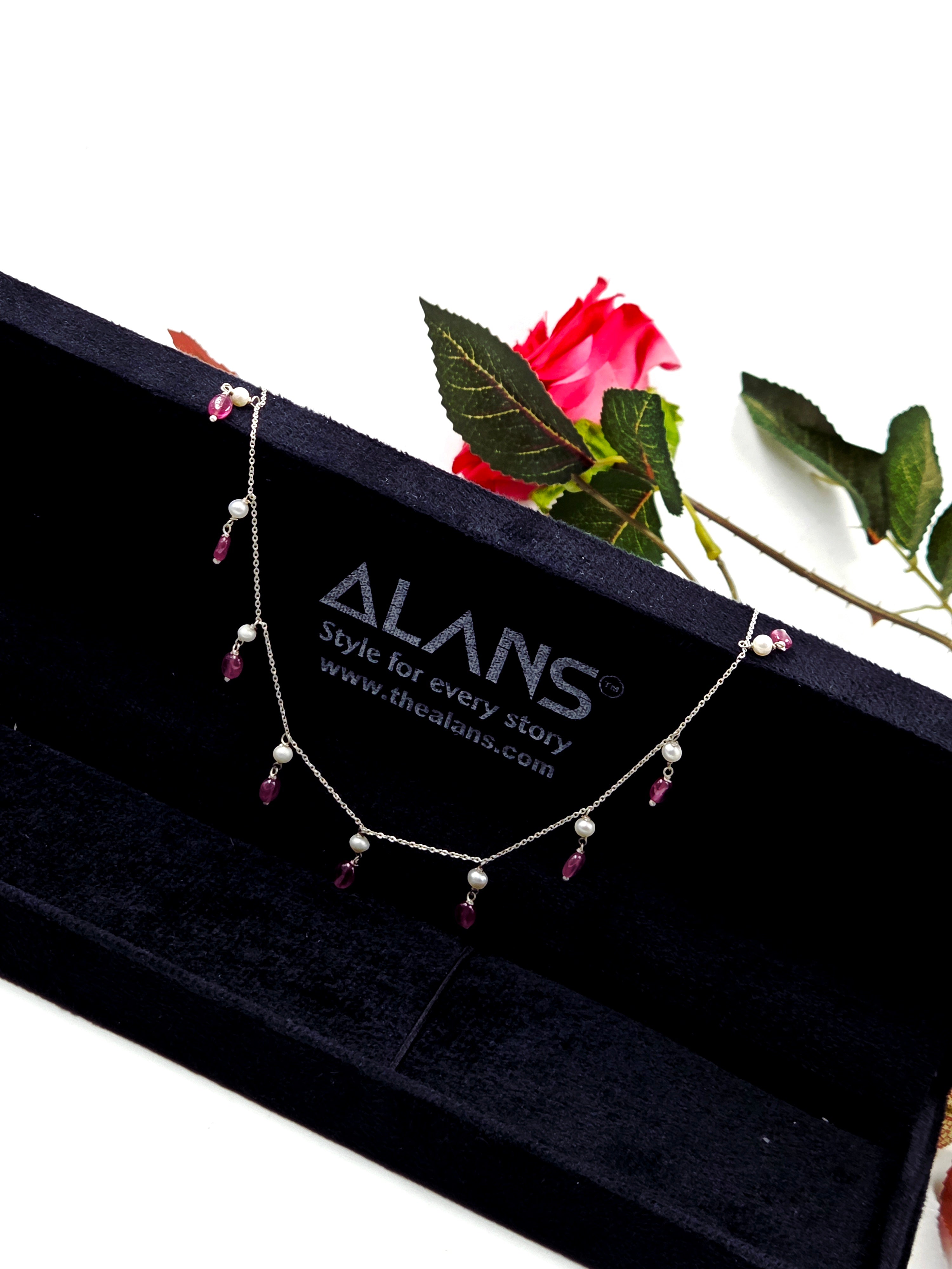 GF Ruby Solitaire Necklace in Sterling Silver