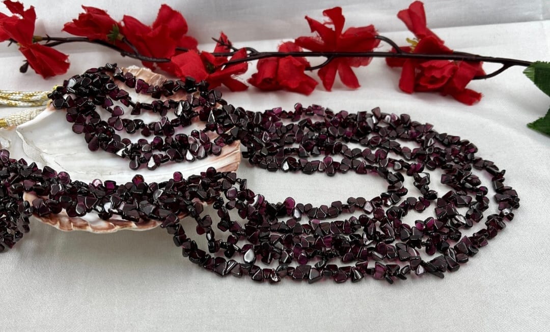 Real Garnet 5-Line Necklace – Sarafa Style