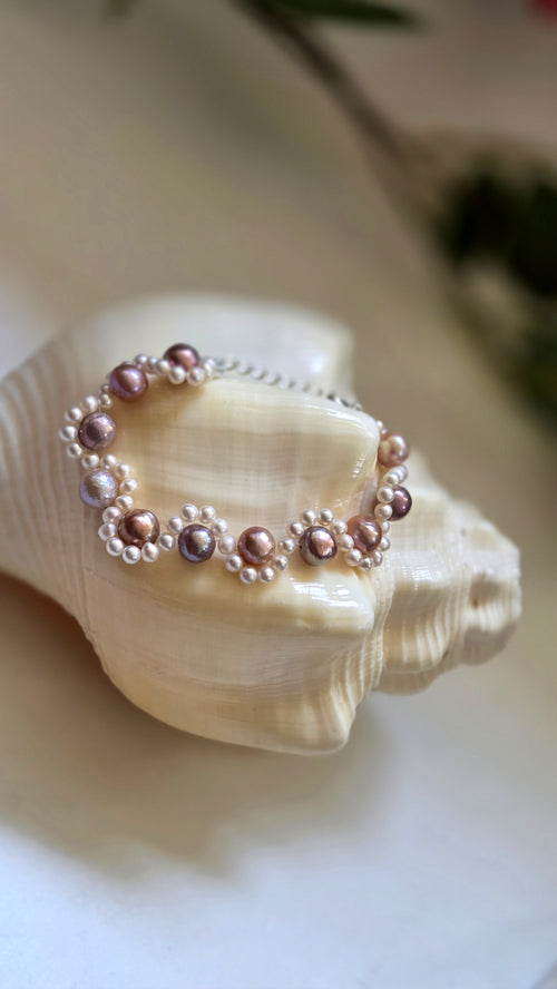 Blush & Cream Pearl Wave Bracelet