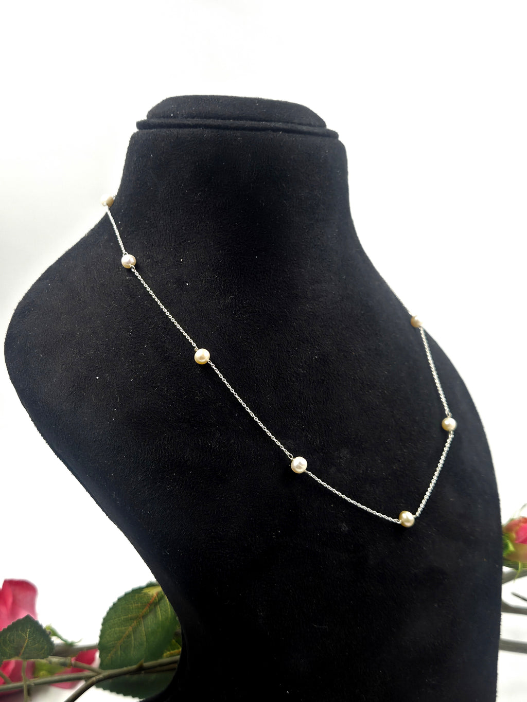 Freshwater Pearl Link Necklace in Sterling Silver