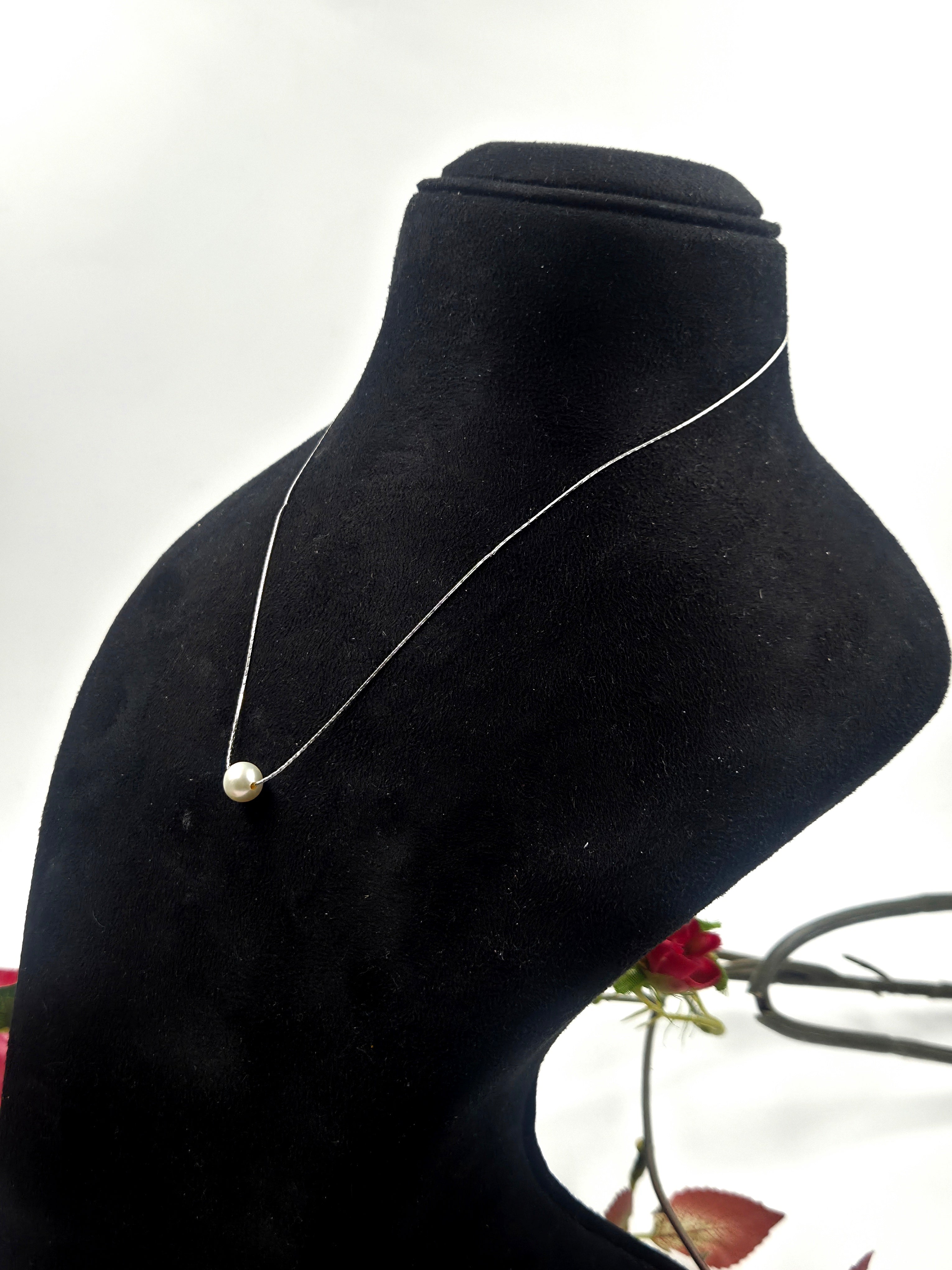 Sterling Silver Necklace with Single Freshwater Pearl
