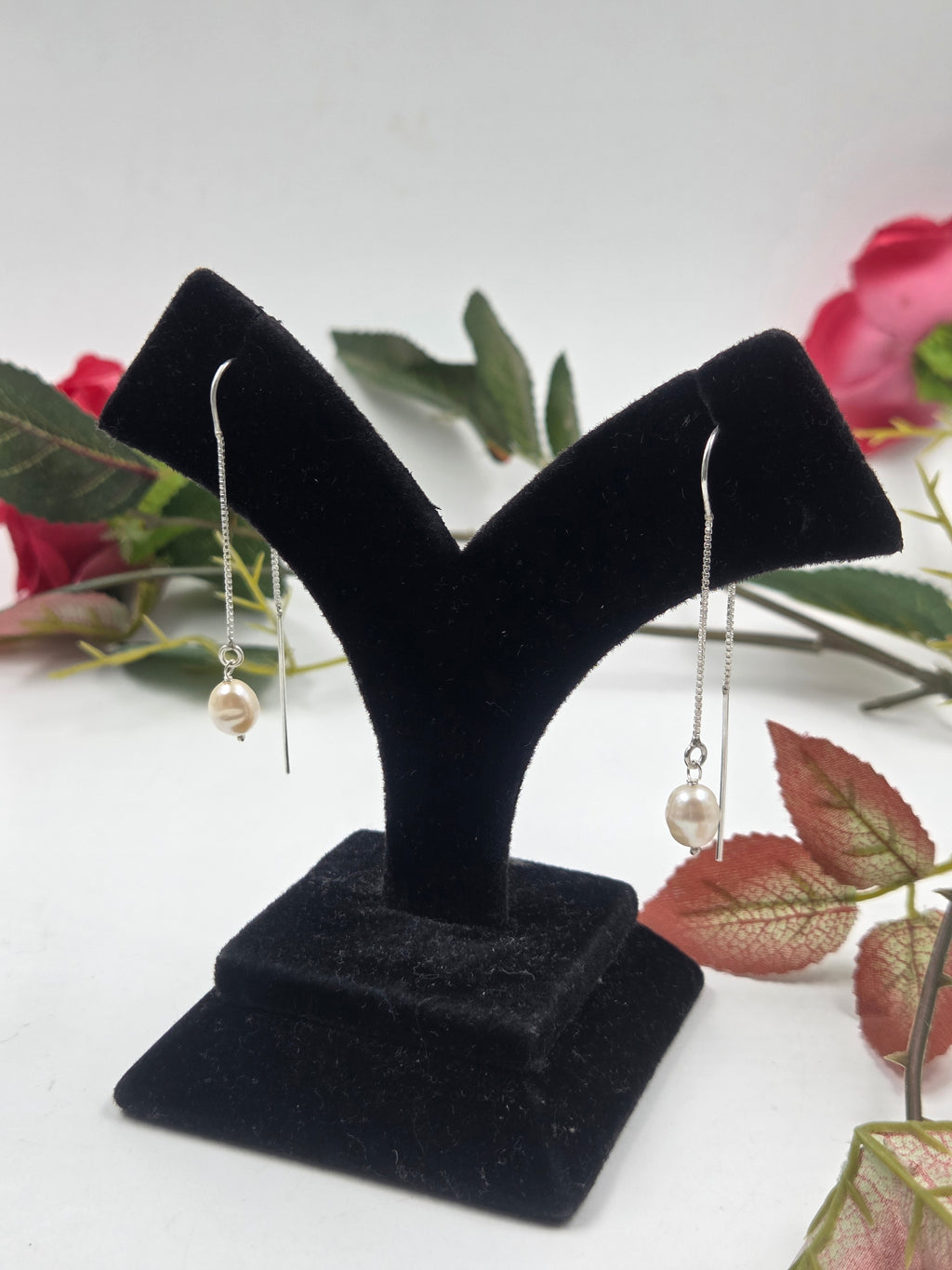 Freshwater Pearl Threader Earrings in Sterling Silver