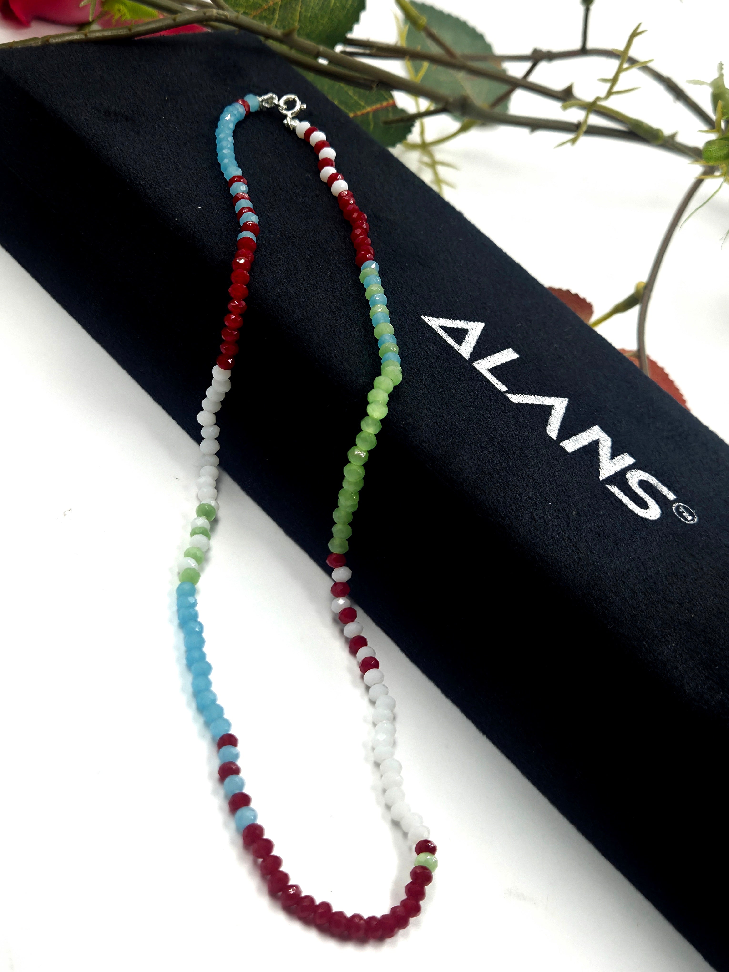 Beaded Necklace with Sterling Silver Lock