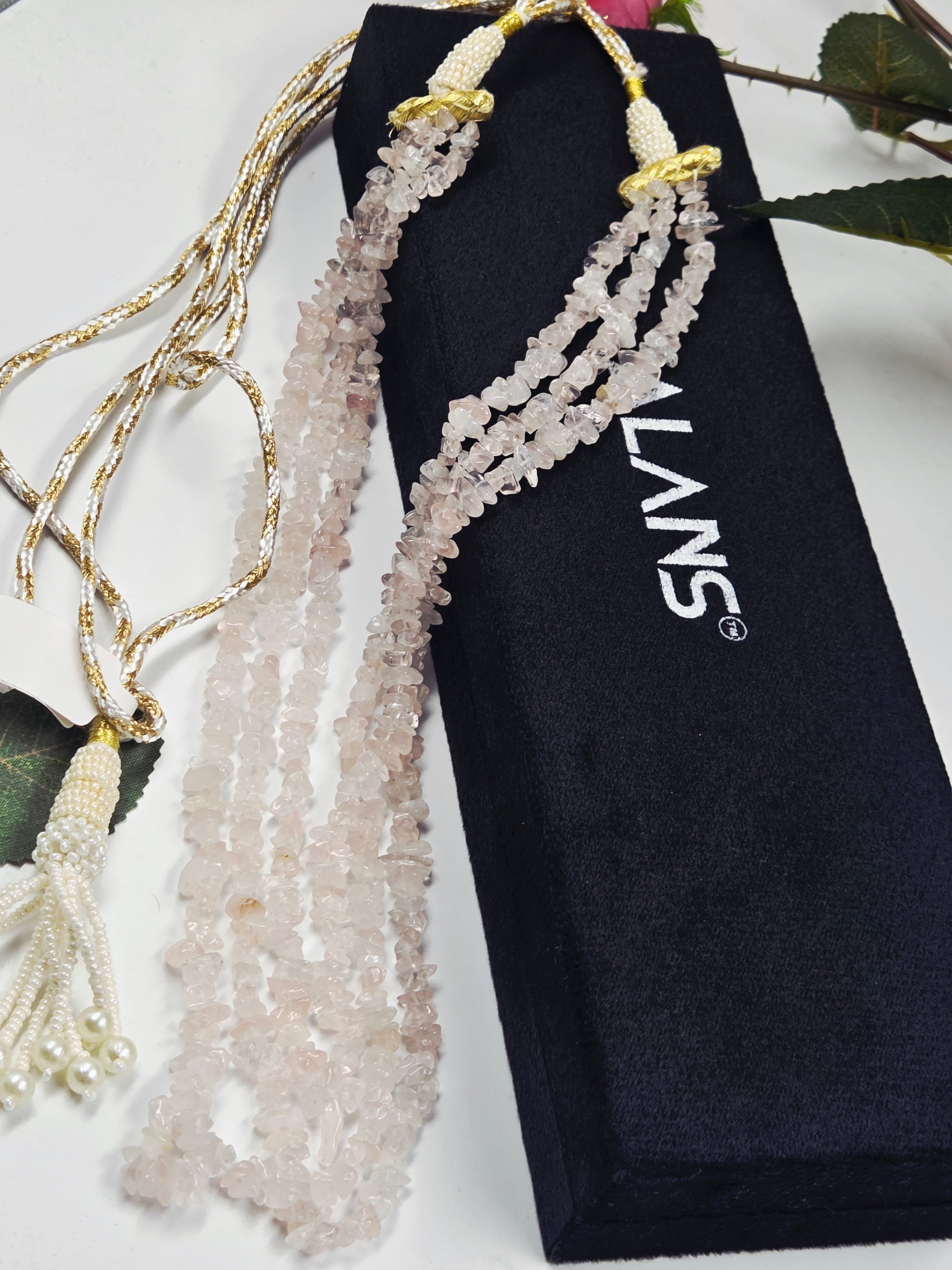 3-Line Rose Quartz Necklace – Sarafa Style